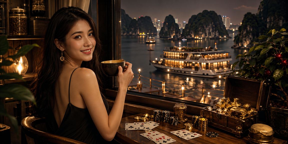 Người chơi Hạ Long tham gia game bài trực tuyến qua điện thoại tại quán cà phê